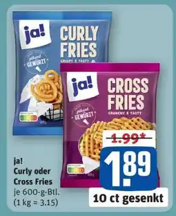 REWE ja! Curly oder Cross Fries Angebot