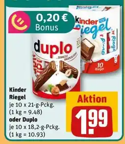 REWE Kinder Riegel oder Duplo Angebot