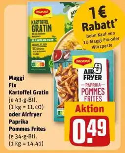 REWE Maggi Fix Kartoffel Gratin oder Airfryer Paprika Pommes Frites Angebot