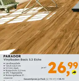 Globus Baumarkt PARADOR Vinylboden Basic 5.3 Eiche Angebot
