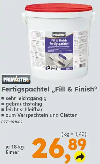 Globus Baumarkt PRIMASTER Fertigspachtel „Fill & Finish" Angebot