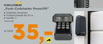 Globus Baumarkt SCHELLENBERG ,,Funk-Codetaster Powerlift❝ Angebot