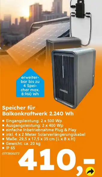 Globus Baumarkt Speicher für Balkonkraftwerk 2.240 Wh Angebot