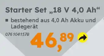 Globus Baumarkt BOSCH Starter Set „18 V 4,0 Ah" Angebot