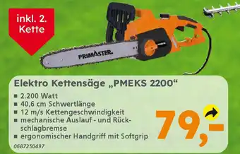 Globus Baumarkt PRIMASTER Elektro Kettensäge „,PMEKS 2200" Angebot