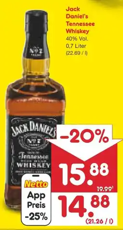 Netto Marken-Discount Jack Daniel's Old Tennessee Whiskey N7 Angebot
