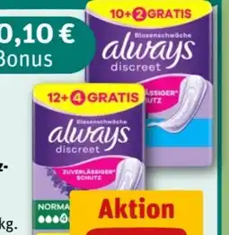 REWE Center Always Discreet Inkontinenz-Einlagen Angebot