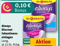 REWE Always Discreet Inkontinenzeinlagen Long Angebot