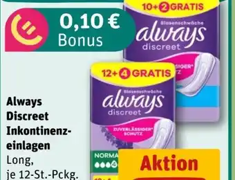 REWE Always Discreet Inkontinenzeinlagen Long Angebot