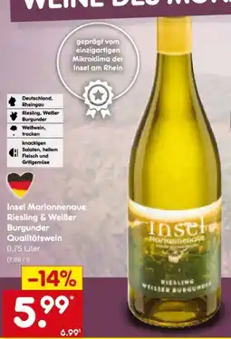 Netto Marken-Discount Schloss Reinhartshausen Bio Insel Mariannenaue Riesling & Weisser Burgunder Angebot