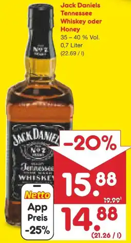 Netto Marken-Discount Jack Daniel's Black Label Old Tennessee Whiskey No. 7 Angebot