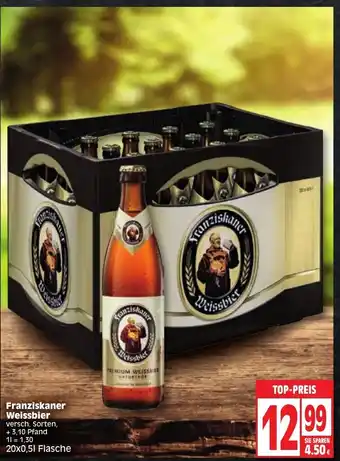 Edeka Franziskaner Weissbier 20x0,5L Angebot