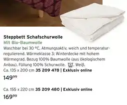 Tchibo Steppbett schafschurwolle ca. 135 x 200 cm Angebot
