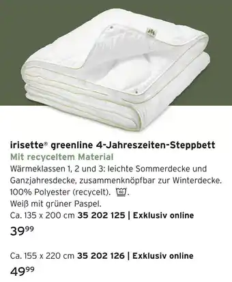 Tchibo Irisette greenline 4-jahreszeiten-steppbett ca. 135 x 200 cm Angebot