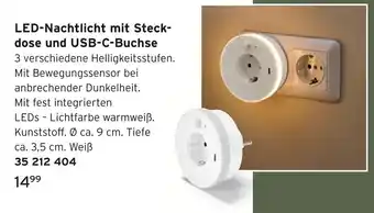 Tchibo Led-nachtlicht mit steckdose und usb-c-buchse Angebot