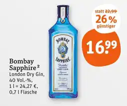 tegut Bombay sapphire london dry gin Angebot