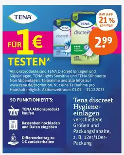 tegut Tena discreet hygiene-einlagen Angebot