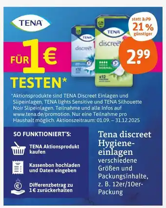 tegut Tena discreet hygiene-einlagen Angebot