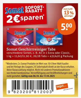 tegut Somat geschirrreiniger tabs all in 1 extra Angebot