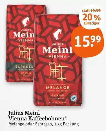 tegut Julius meinl vienna melange kaffeebohnen Angebot