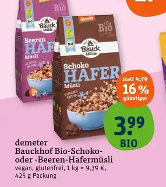tegut Demeter bauckhof bio-schoko-hafermüsli Angebot