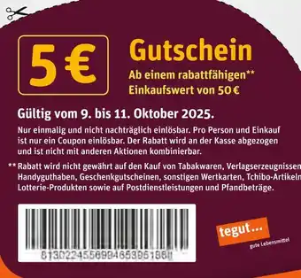 tegut Tegut gutschein ab einem rabattfähigen** einkaufswert von 50 € Angebot