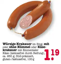 E-Center Würzige krakauer im ring mit oder ohne kümmel Angebot