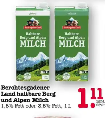 E-Center Berchtesgadener land haltbare berg und alpen milch 1,5% fett Angebot