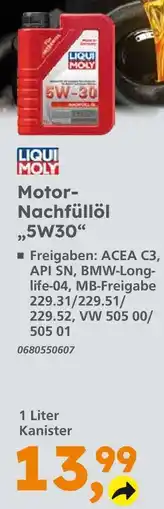 Globus Baumarkt Liqui moly motor-nachfüllöl „5w30“ Angebot