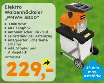 Globus Baumarkt Elektro walzenhäcksler „pmwh 3000“ Angebot