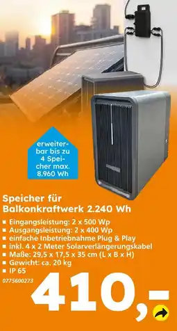 Globus Baumarkt Speicher für balkonkraftwerk 2.240 wh Angebot