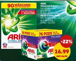 PENNY Ariel universal pulver oder all in 1 color pods Angebot