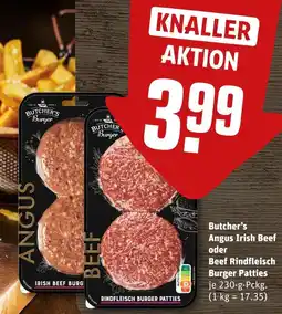 REWE Butcher's burger angus irish beef burger patties Angebot