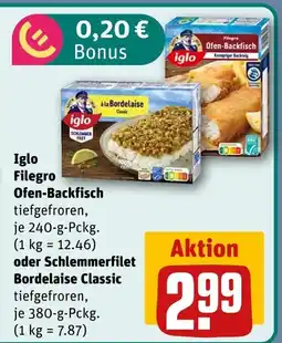 REWE Iglo filegro ofen-backfisch oder schlemmerfilet bordelaise classic Angebot