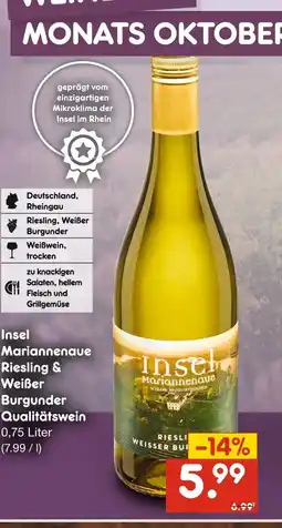 Netto Marken-Discount Insel mariannenaue riesling & weißer burgunder qualitätswein Angebot