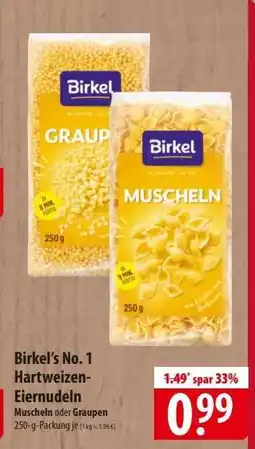 Famila Nord Ost Birkel's No. 1 Hartweizen-Eiernudeln Angebot