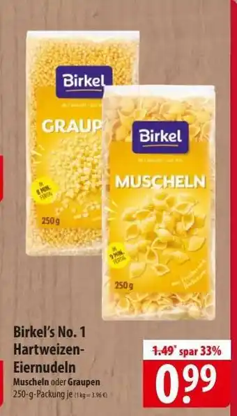 Famila Nord Ost Birkel's No. 1 Hartweizen-Eiernudeln Angebot