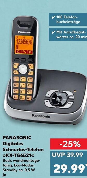 Kaufland Panasonic Digitales Schnurlos telefon KX TG6521 Angebot