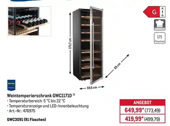 METRO METRO PROFESSIONAL Weintemperierschrank GWC1171D Angebot