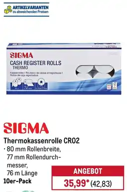 METRO SIGMA Thermokassenrolle CR02 Angebot