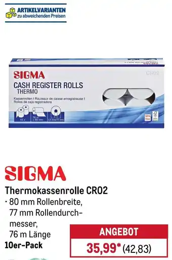 METRO SIGMA Thermokassenrolle CR02 Angebot