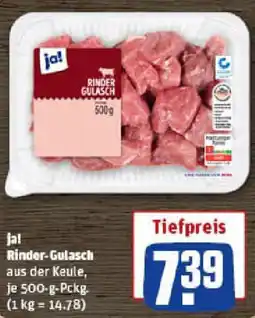 REWE ja! Rinder-Gulasch Angebot