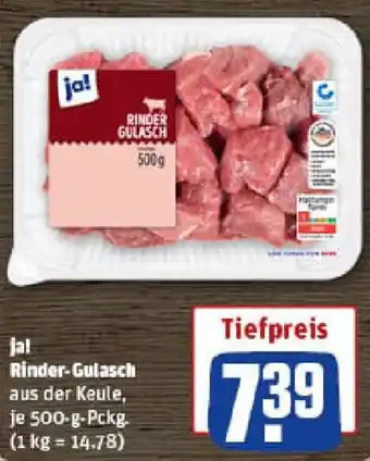 REWE ja! Rinder-Gulasch Angebot