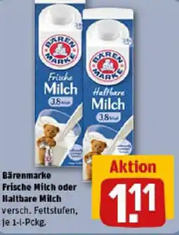 REWE Bärenmarke Frische Milch oder Haltbare Milch Angebot