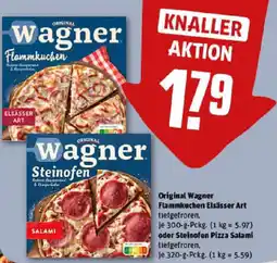 REWE Original Wagner Flammkuchen Elsässer oder Steinofen Pizza Salami Angebot