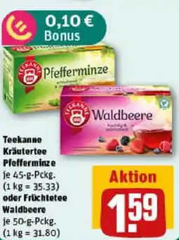 REWE Teekanne Kräutertee Pfefferminze oder Früchtetee Waldbeere Angebot