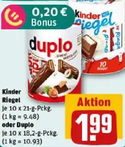 REWE Kinder Riegel oder Duplo Angebot