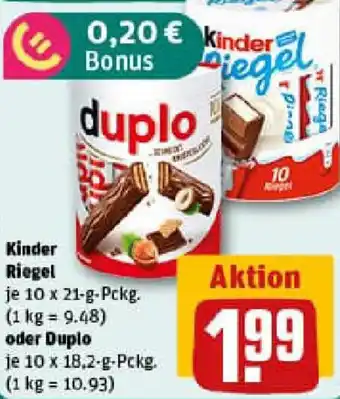 REWE Kinder Riegel oder Duplo Angebot