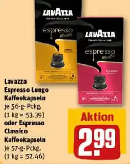 REWE Lavazza Espresso Lungo Kaffeekapselnoder Espresso Classico Kaffeekapseln Angebot