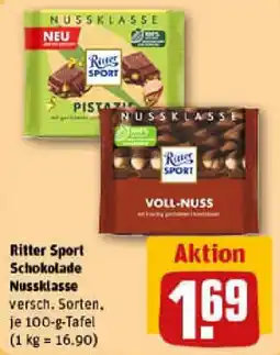 REWE Ritter Sport Schokolade Nussklasse Angebot